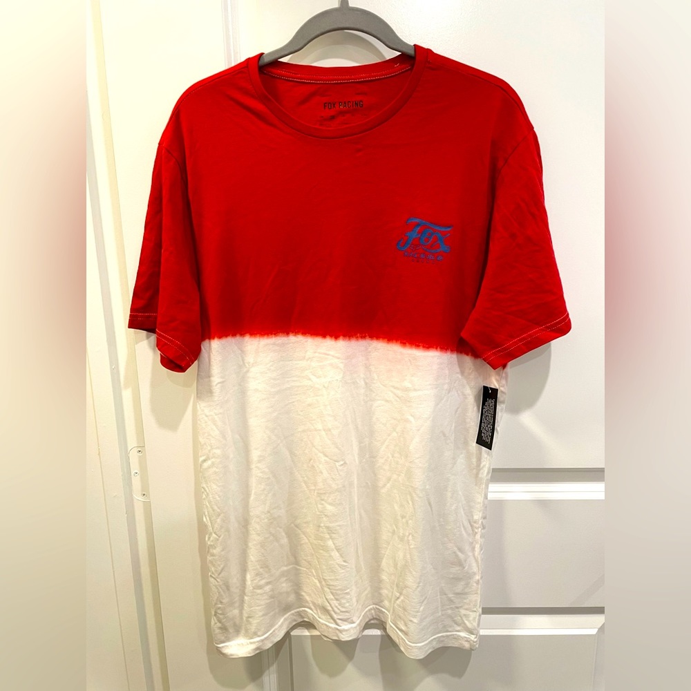 Fox Racing Short Sleeve T Shirt Mens Size M Multicolor Red White Dipped